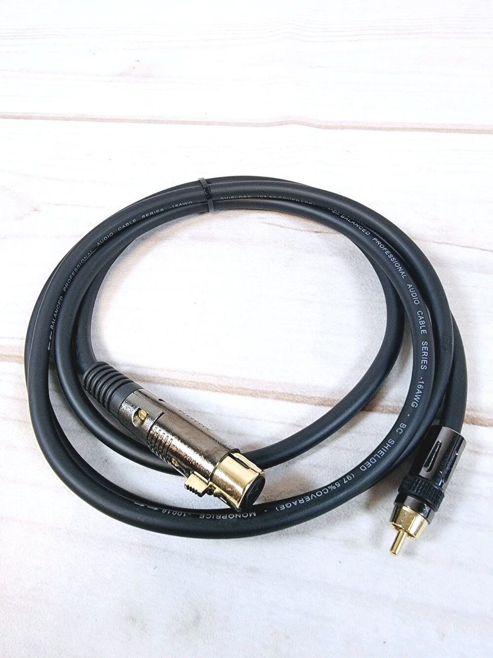 Monoprice 6ft Premier Series XLR Male to RCA Male Cable, 16AWG Gold